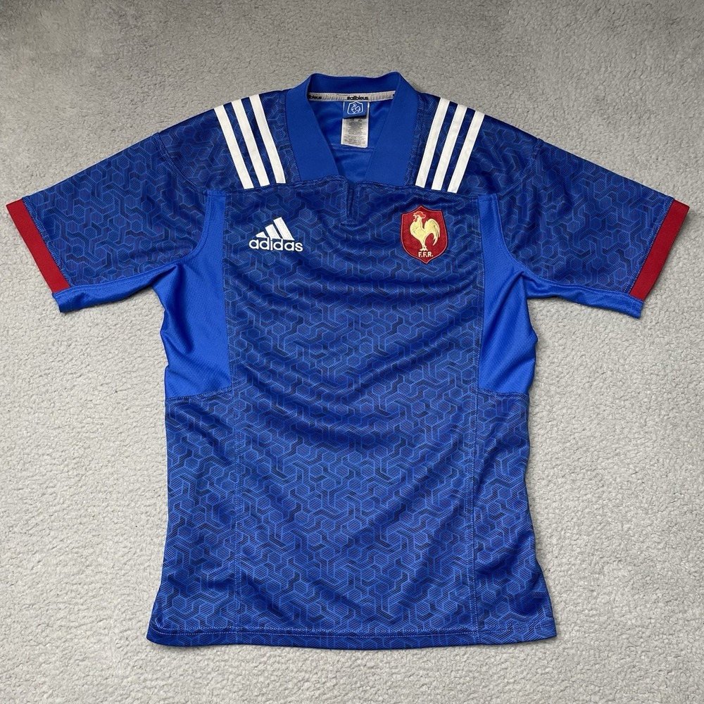Adidas Rugby Jersey Mens Large Blue France Home 2017-2018 FFR Shirt
